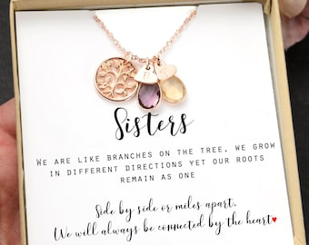 Personalized birthday gift for Sisters birthstone Necklace Sister mothers day Gift for Sister best friend gift 1 2 3  sisters gifts for her