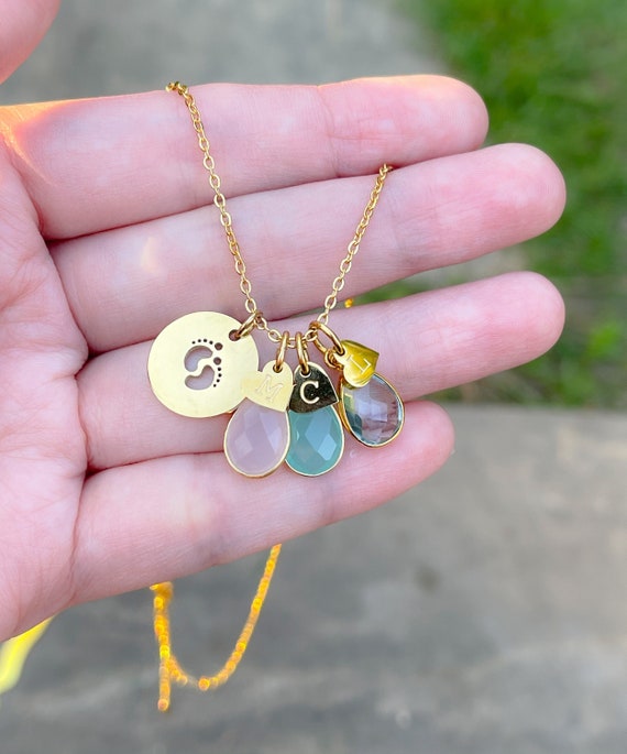 Grandma Gift From Grandson Granddaughter Daughter Son Grandchildren Grandmother and Grandson Necklace Birthstone Necklace for Grandma Etsy