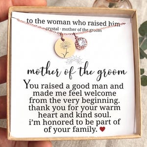 Mother of the Groom Necklace, The Woman Who Raised Him personalized Necklace, Mother in Law Wedding Gift from Bride