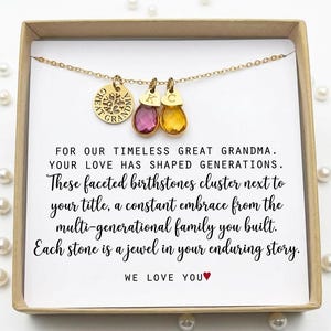 Personalized birthday gift for  GREAT GRANDMA from daughter son grandkids birthstone necklace meaningful unique tree 20mm