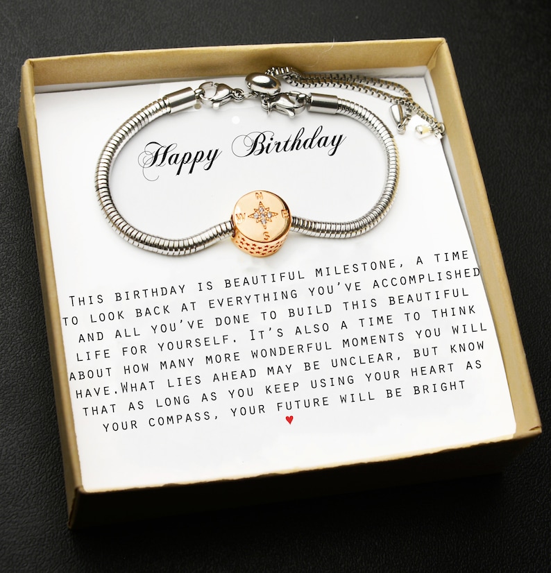 50TH Compass bracelet,gift for your best friend,sister,niece cousin,16 birthday,20 birthday,25 birthday,30th birthday,40
