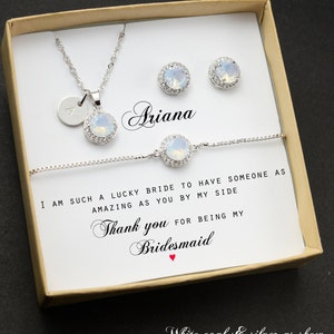 White opal clear opal Bridesmaid Gift  Rose gold Bridesmaid Earrings Bridesmaids&#39; Gifts set 2 3 4 5 6 opal wedding earrings bridal earrings