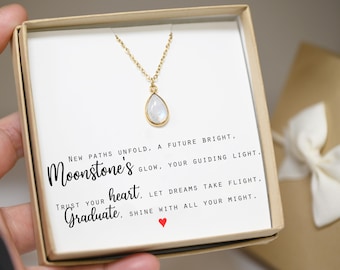GRADUATE  Moonstone necklace Gift for her daughter niece friend sister Graduate Collage High School Master Degree Graduation gifts