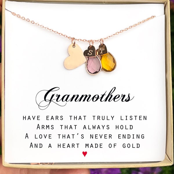 Birthstone necklace Grandma Gift Gifts for her jewelry personalized Grandma Birthstone Charm Necklace Grandmother Gifts from Grandchildren