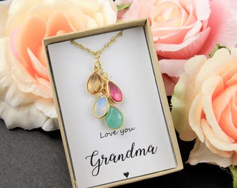 Grandma Gift Gifts for Grandma Birthstone Charm Necklace Grandmother Gift Grandmother Necklace Grandma Gift from Grandchildren