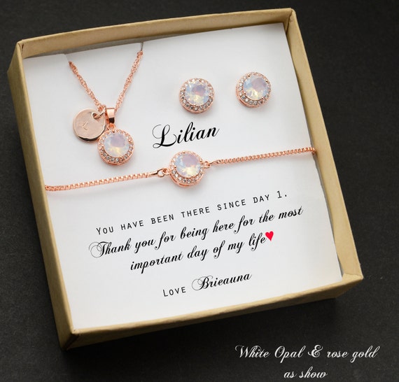 Custom Personalized Initial Necklace CZ Bridesmaid Gift Set - Etsy