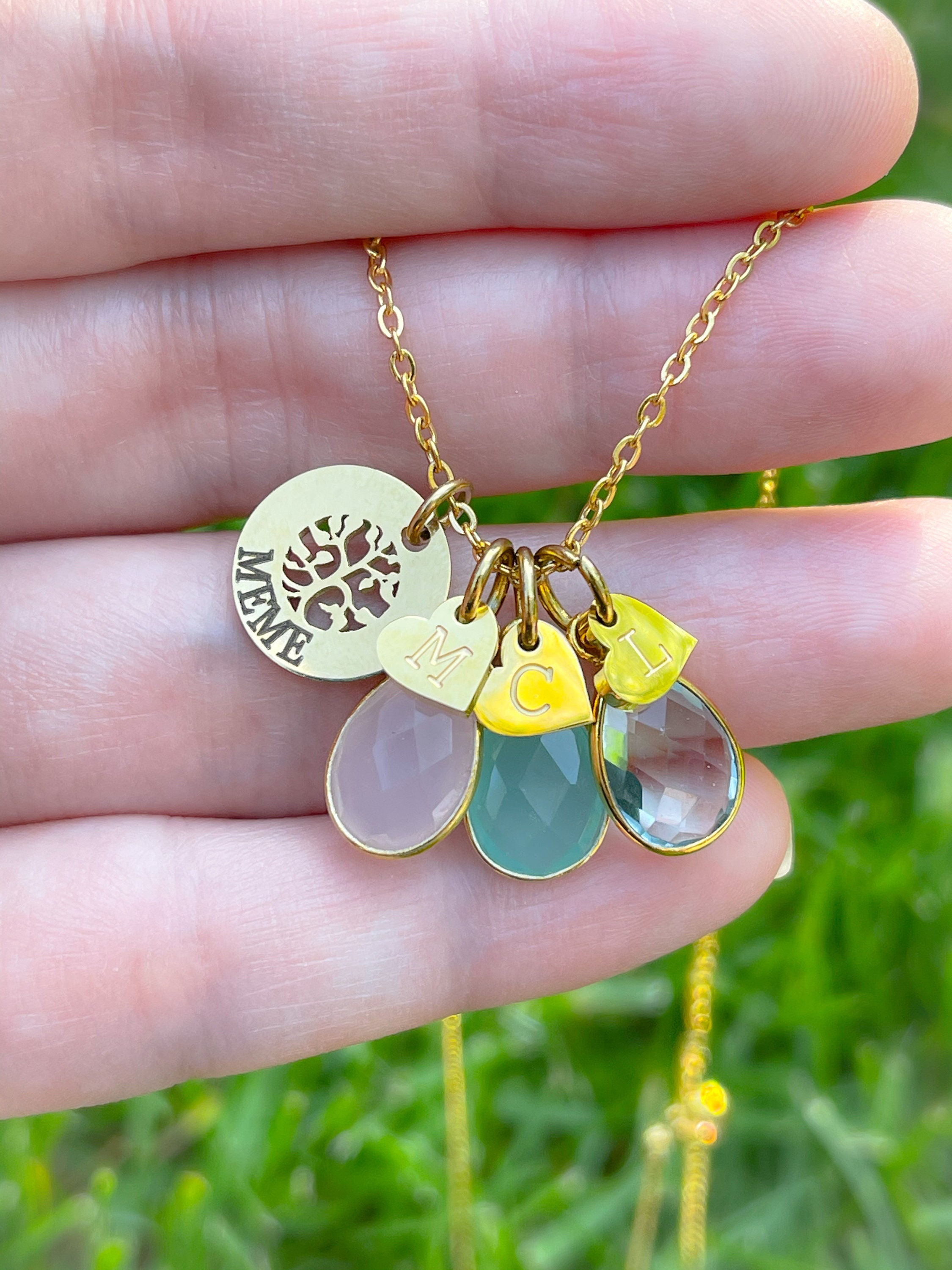 Mother Gold Mother's Necklace With Kids Names And Birthstone