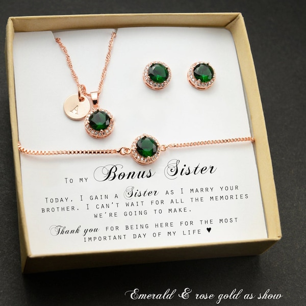 Emerald green Sister by Heart Sister of the Groom Necklace Gift for Sister in Law on Wedding Day Jewelry Groom Sister in Law Bridesmaid Gift