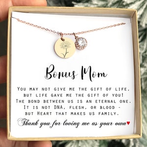 Bonus mom gift from bride Bonus mom necklace Stepmom wedding gift from the groom Bonus mom gift from groom Stepmom of the bride groom gifts