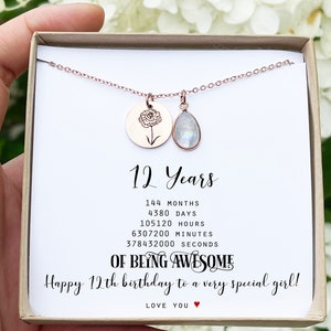 Personalized Custom 12th birthday gifts 12th birthday Twelfth Birthday Necklace gifts for 12 year old girl gifts Birthstone Double digits
