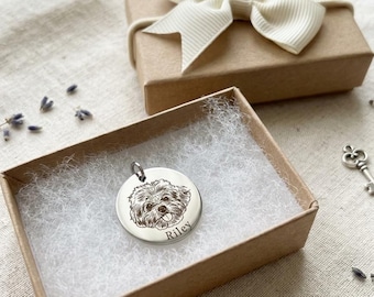 Engraved Dog Face Charm for Necklace Bracelet, Dog Lover Gift, Custom Pet Portrait Pendant