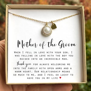 MOTHER Of The GROOM Gift from BRIDE Mother of the Groom Necklace mothers day Gift for Mother in law Wedding Gift from Bride Pearl Jewelry image 1