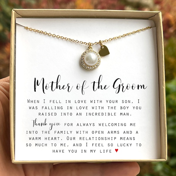 MOTHER Of The GROOM Gift from BRIDE Mother of the Groom Necklace mothers day Gift for Mother in law Wedding Gift from Bride Pearl Jewelry