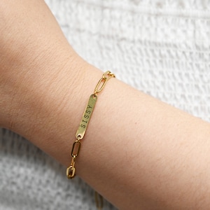 Custom Name Bracelet with Paperclip Chain Bracelet Gift for Mom, Grandma, Best Friend, Sister   Personalized Bracelet  Mothers Day Gift bar