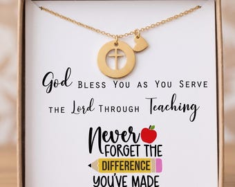 Personalized Gift for Teacher Religious Volunteer and Missionary Jewelry for Catholic & Christian School Teachers Appreciation Gift cross