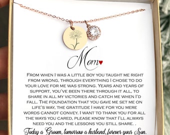 Groom To Mother Gift, Son To Mother On Wedding Day Necklace, Mother Of The Groom Gift From Son, Mom Wedding Gift From Groom To Mom bonus mom