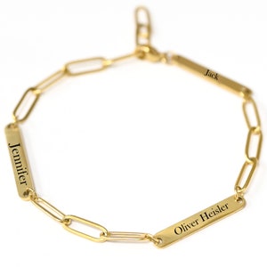 Custom Name Bracelet with Paperclip Chain Bracelet Gift for Mom, Grandma, Best Friend, Sister   Personalized Bracelet  Mothers Day Gift bar