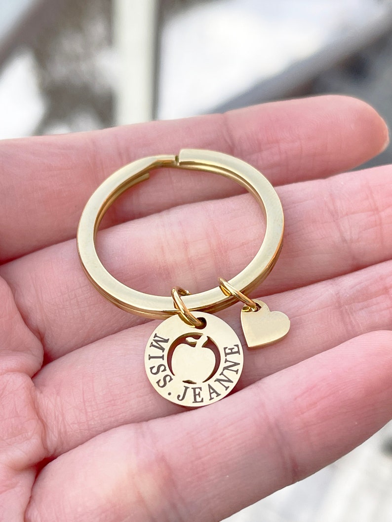 Personalized Preschool Teacher Gift for Pre-K Teacher Appreciation Gift Thank You Teacher Gift Necklace Minimalist Jewelry Gift apple image 10