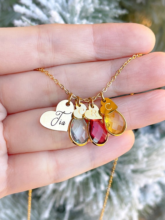Gold Monogram Necklace with Birthstone