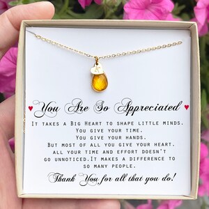 Personalized Preschool Teacher Gift for Pre-K Teacher Appreciation Gift Thank You Teacher Gift Necklace Minimalist Jewelry Gift apple image 7