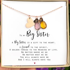 Personalized Big Sister Necklace Gift Sister Gifts Big Sister Birthday Gift Custom Initial birthstone Necklace Jewelry gift for her Sisters