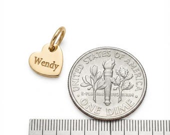 Custom Engraved Heart Charm Pendant – Personalized Gold, Rose Gold, Silver Add-On