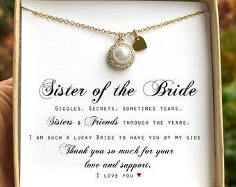 Sister Wedding Gift from Bride Sister of the Bride Necklace Sister Wedding Gift Thank you Gift to Sister Maid of Honor Matron of Honor