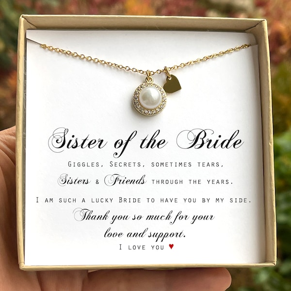 Sister Wedding Gift from Bride Sister of the Bride Necklace Sister Wedding Gift Thank you Gift to Sister Maid of Honor Matron of Honor