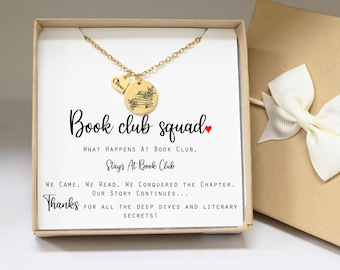 What happens at the book club stay at the book club - gifts necklace bracelet keychain personalized gift ,bookish gifts ,book club squad