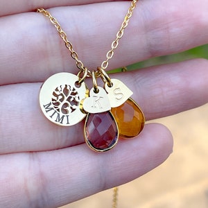 Mimi Necklace Personalized With Grandkids Birth Month Birthstone Gift for Mimi Gift Grandma Handmade Jewelry Mothers Day Gifts For Grandma M