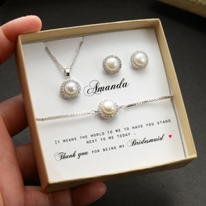 Pearl fresh water real pearl Bridesmaid gift set  bridesmaid earrings Bridal Earrings  Bracelet  Earrings Custom Wedding Jewelry Set PG