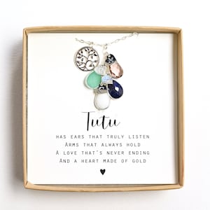 tutu hawaiian grandma ,tutu Necklace, tutu Gift,Jewelry, Christmas Gift for Grandma,birthstone bracelet ,birthstone necklace, custom initial