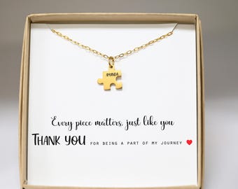 Personalized Puzzle Piece Necklace: Stainless Steel, Coworker Gift