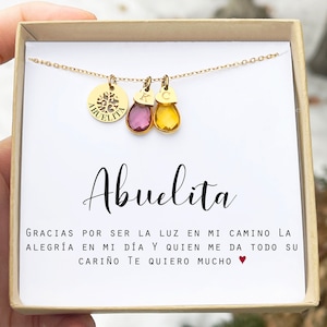 abuelita abuela spanish grandma mothers gift Birthstone initial Necklace for mom Grandmother gift Grandma Gift from Grandchildren M1