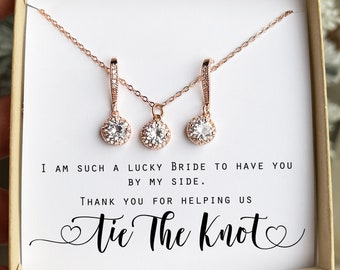 Personalized Bridesmaid Gift Bridesmaid Jewelry Bridesmaid Necklace Gift for Bridesmaid Proposal Thank you being my Bridesmaid Tie the knot