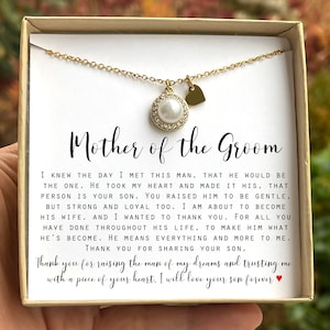 Mother of Groom Single Pearl necklace gift from Bride Mother in Law gift Pearl necklace Thank you for raising the man gift wedding gift mom
