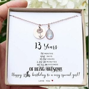 Personalized Custom 13th  13th birthday thirteen Birthday Necklace gifts for 13 year old girl gifts Birthstone Double digits 156 months TH