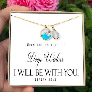 When You Go Through Deep Waters I Will Be With You Isaiah 43:2 Mustard seed Necklace Strength Encouragement Christian Gift Bible Gifts WATER