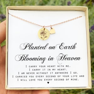 Miscarriage Gift Memorial Necklace Personalized Floral Charm Blooming in Heaven