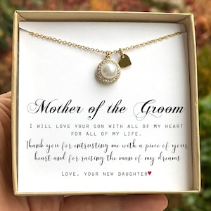 Mother of Groom Single Pearl necklace gift from Bride Mother in Law gift Pearl necklace wedding gift Thank you for raising the man gift