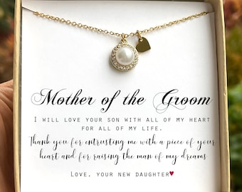 Mother of Groom Single Pearl necklace gift from Bride Mother in Law gift Pearl necklace wedding gift Thank you for raising the man  W-PEARL