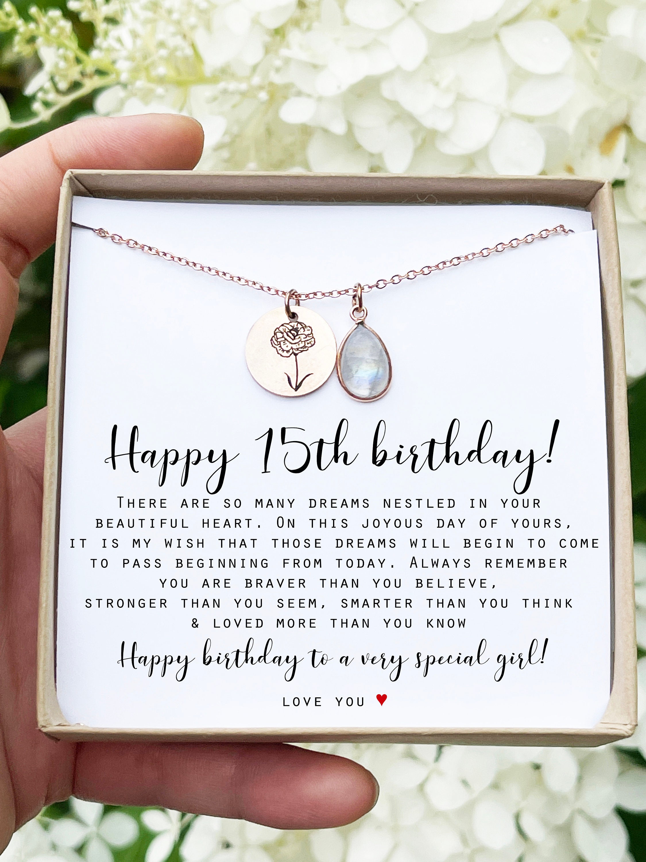 15th Birthday Gift for 15 Year Old Girl 15 Birthday Necklace Gifts