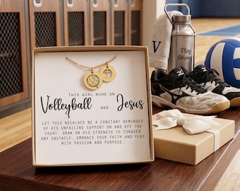 Christian CROSS volleyball gift  necklace jewelry volleyball coach gift faith based gifts team gifts for players -volleyball & Jesus