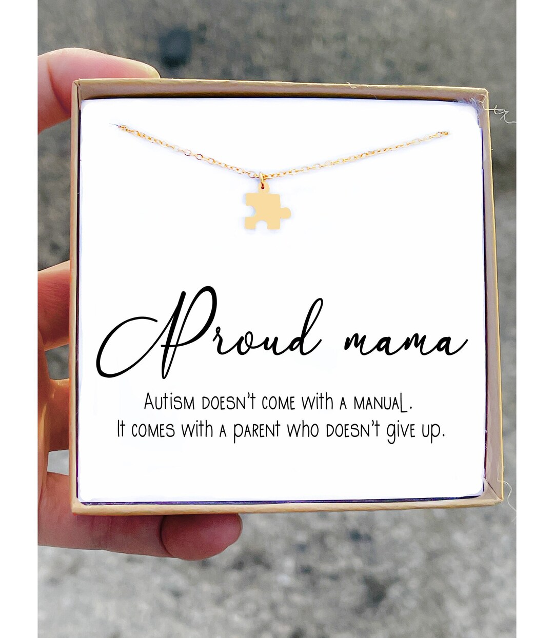 Autism Puzzle Piece Dog Tag Necklace – Alloy Awareness Jewelry With Gift Card, For Autism Moms & Supporters - View #6