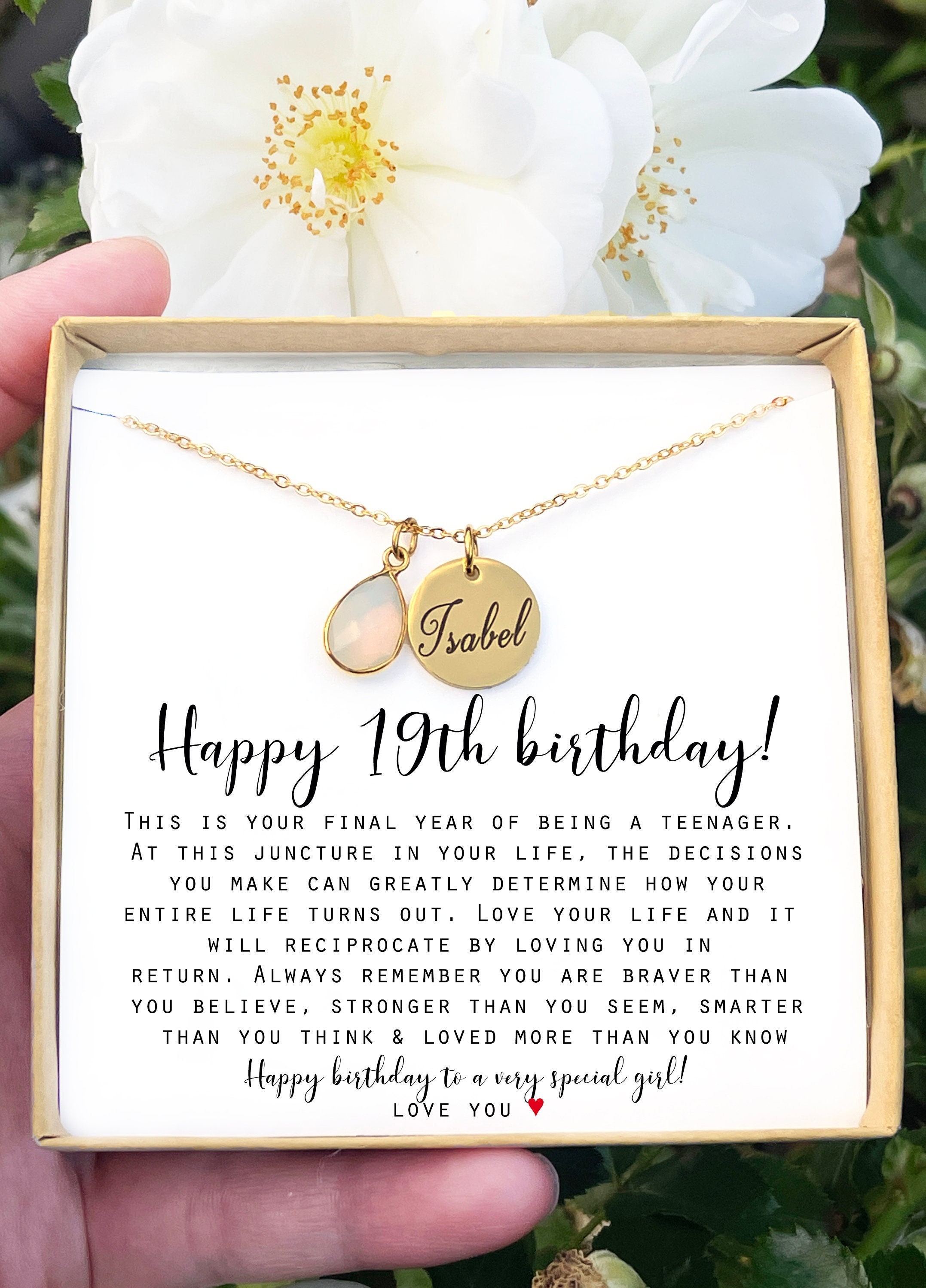 19th Birthday Gifts for Girls, Sterling Silver 19 Crystal Beads Necklace  Gift for 19 Year Old Girl, 19 Year Old Girl Gift Ideas 