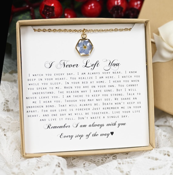 gift for her Forget me nots real flower gift from heaven memorial gift  angel passed dad mom keepsake letter sympathy condolence .