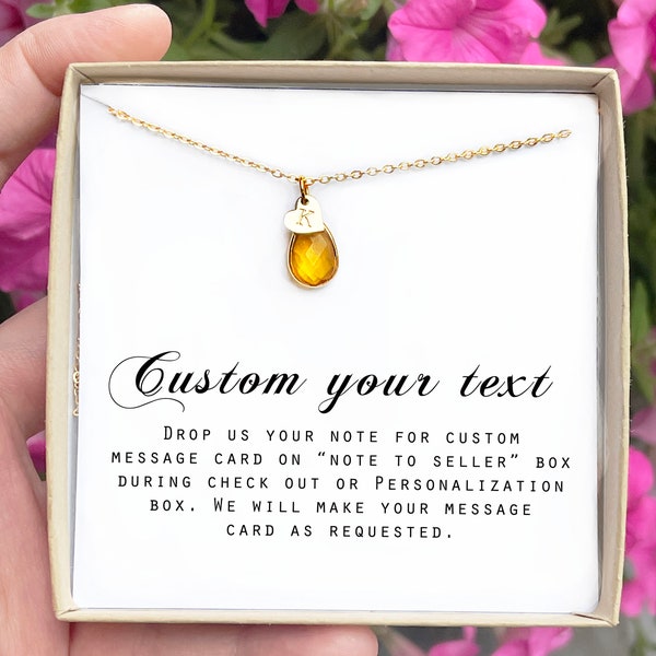 Personalized November Birthstone Necklace Citrine November Birthday women Gift initial Birthstone Necklace Birthstone Jewelry gifts for her