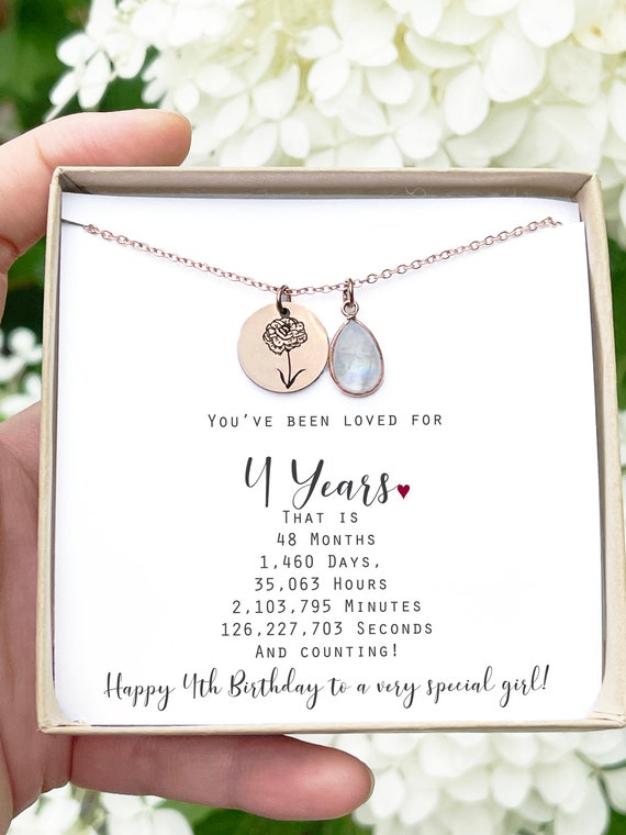 4th birthday girl  4th birthday gift for kid Fourth Birthday Necklace Gift for 4 year old girl 4th Golden Birthday Happy 4th Golden kid TH