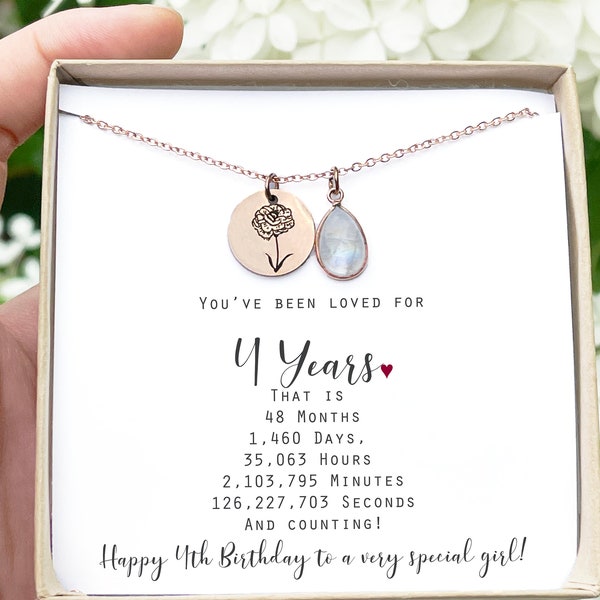 4th birthday girl  4th birthday gift for kid Fourth Birthday Necklace Gift for 4 year old girl 4th Golden Birthday Happy 4th Golden kid TH