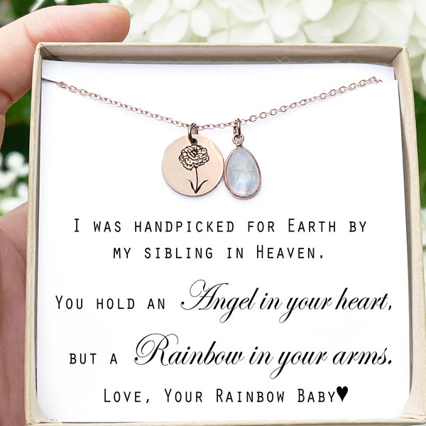 Rainbow Baby Gifts for Mom no rain no flowers necklace Encouragement gifts for her Strength gifts baby shower gift personalized new mom gift